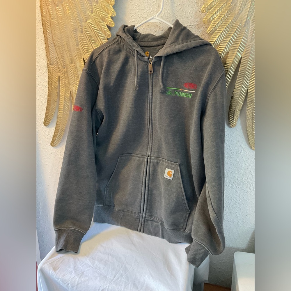 Faded Grey Carhartt Zip Hoodie heavyweight